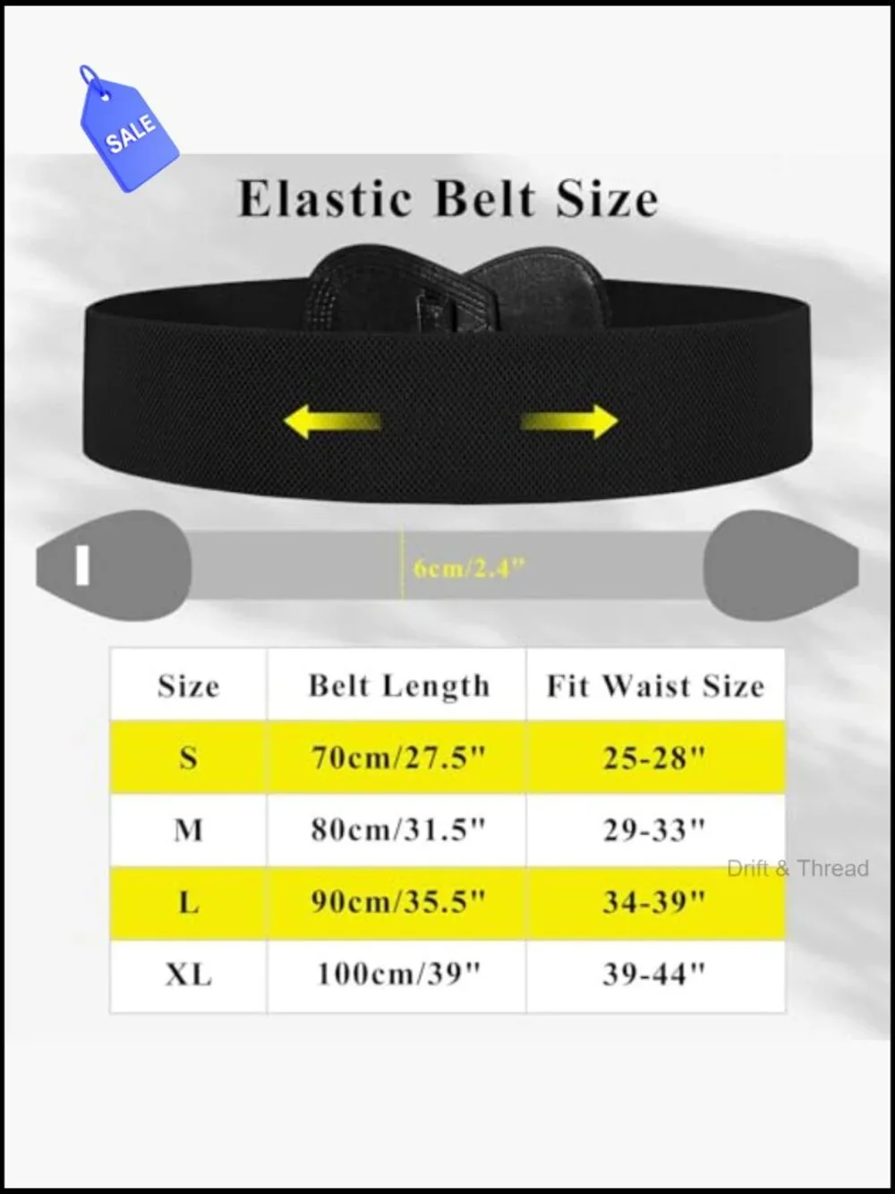 Wide Elastic Stretch Dress Belt with Interlock Leather Buckle